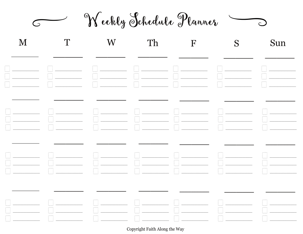 Weekly schedule planner