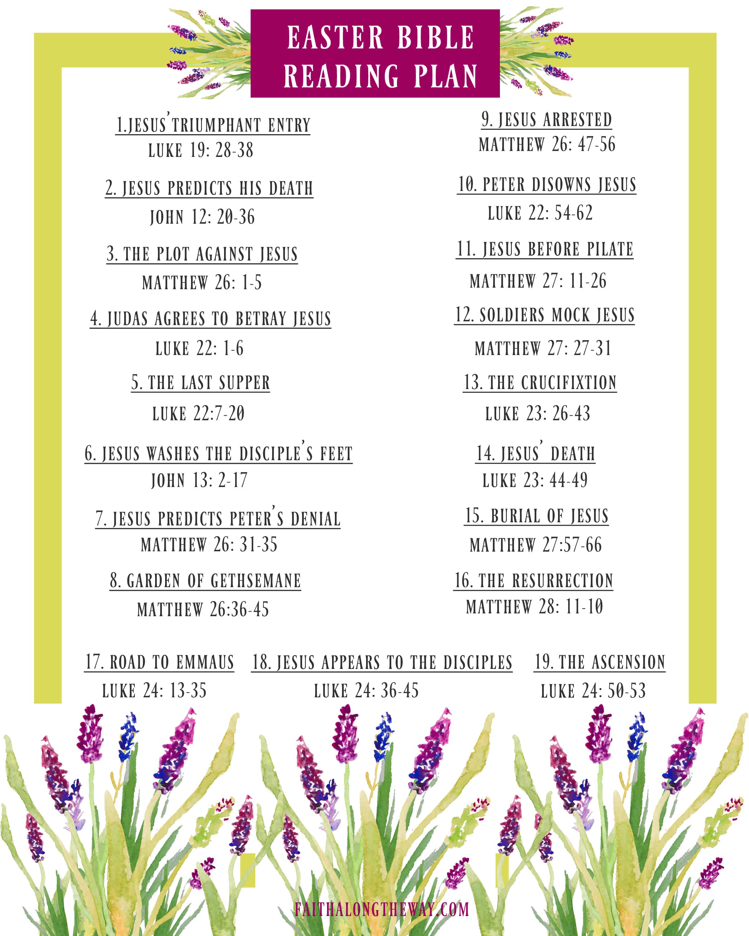Renew your soul & prepare your heart for Easter. This FREE printable Easter Bible Reading Plan is perfect for family Bible study, too!