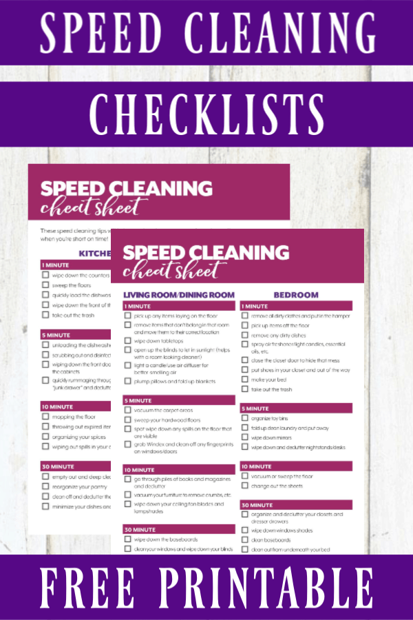 Speed Cleaning Checklist - FREE Printable