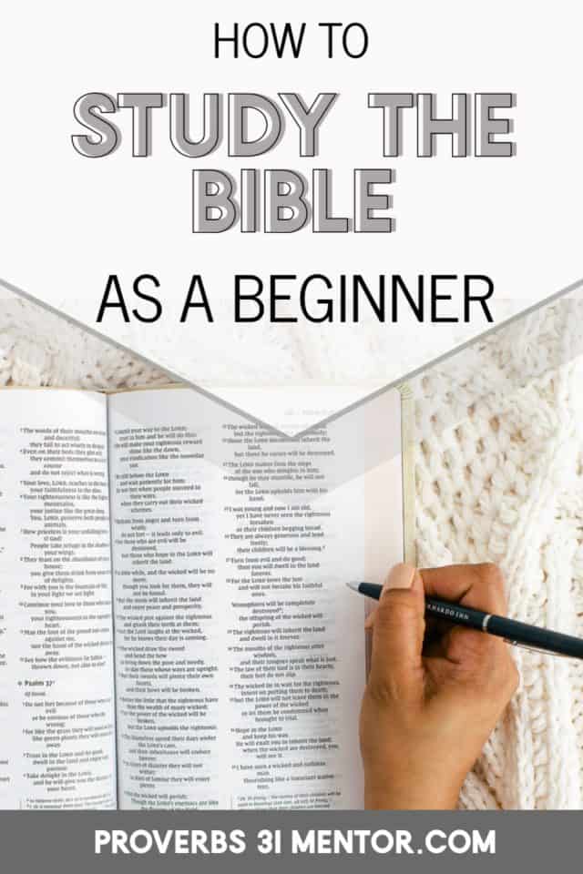 Title: How to Study the Bible as a Beginner Picture- woman writing as she reads the Bible