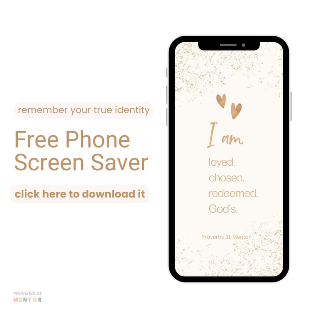 Mockup of the free Identity in Christ phone screensaver