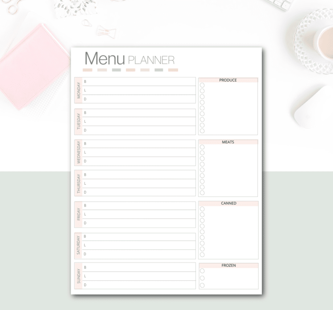 MENU PLANNER MOCKUP
