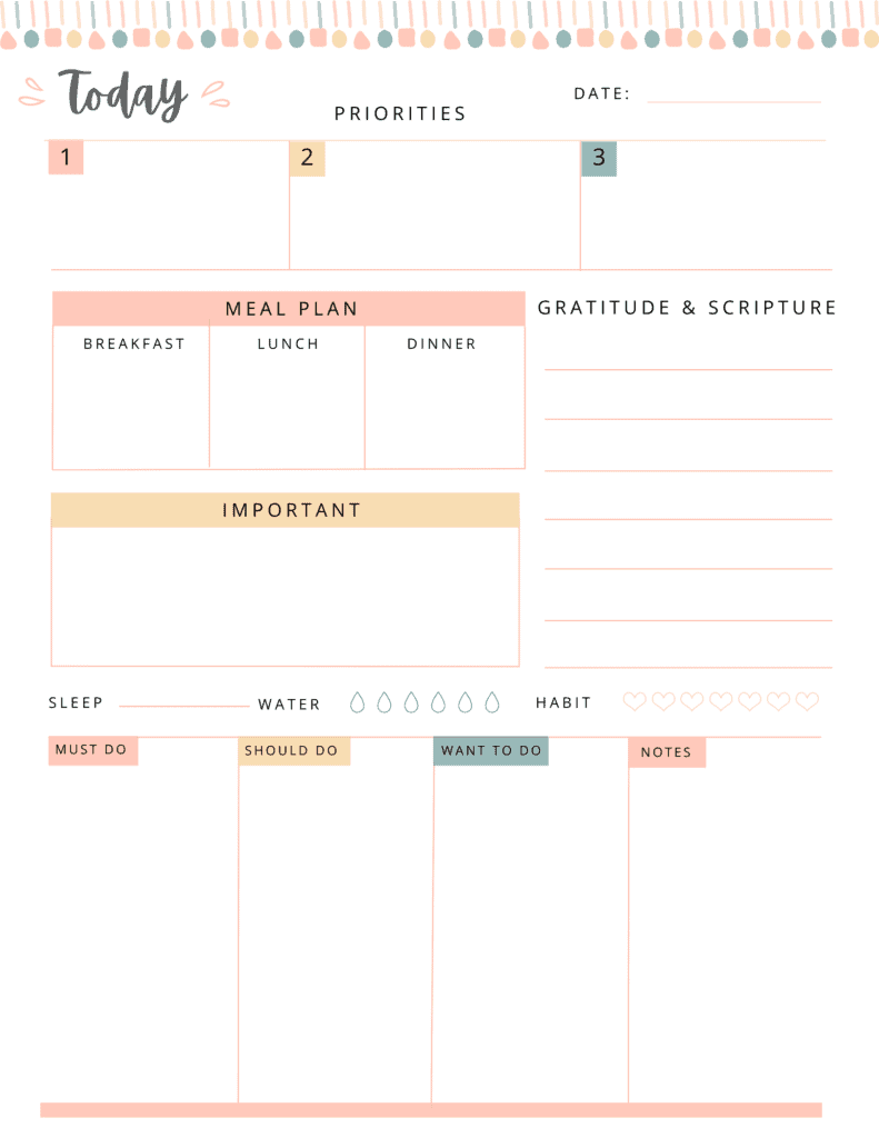Daily Schedule template for Christian women