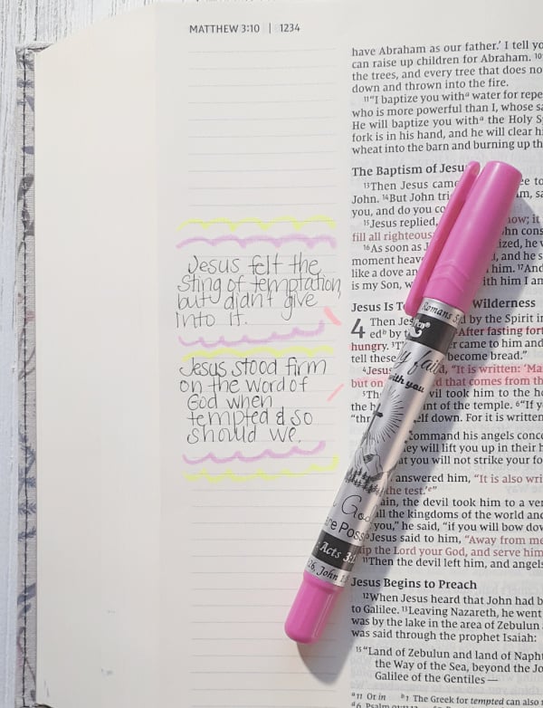Bible journaling through the temptation of Jesus
