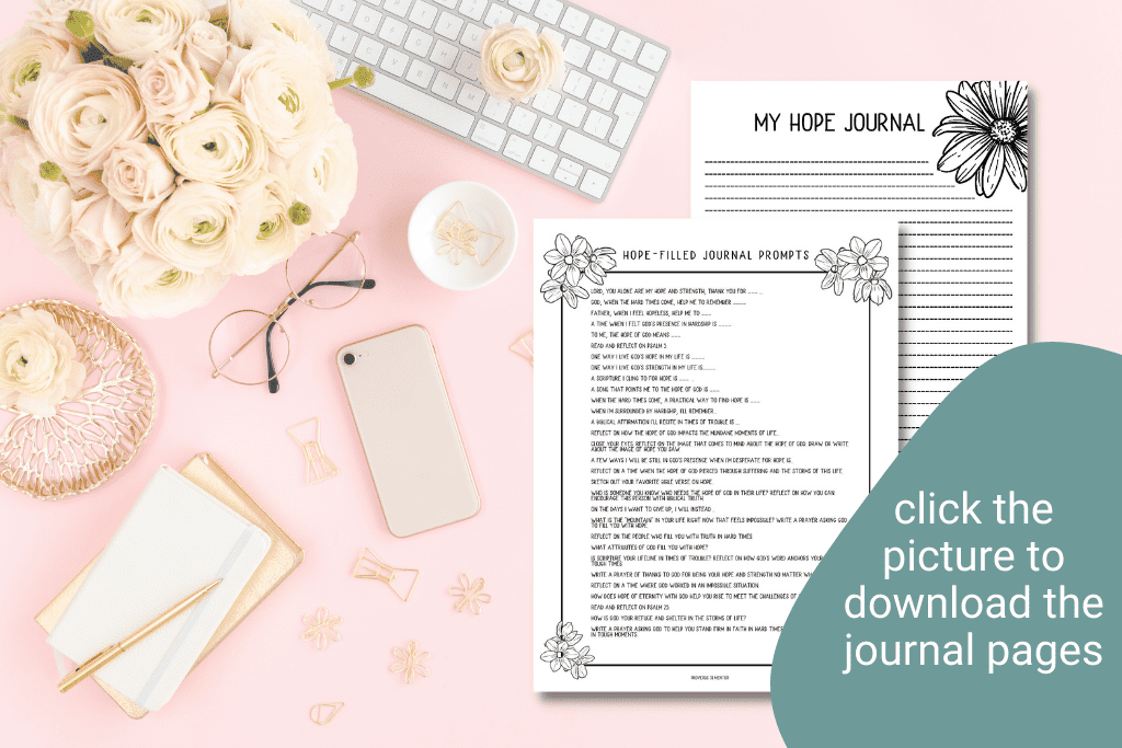 picture of free journal prompts and journal page