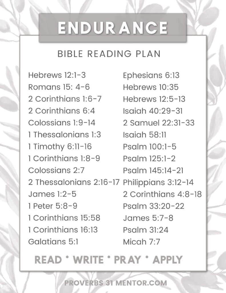 Free Bible verses on perseverance and endurance Bible reading plan