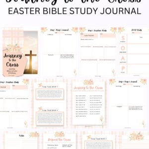 Journey to the Cross Easter Bible Study Journal mockup 2 with all the pages