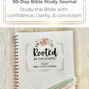 Rooted in the Gospel printed journal with blush and aqua markers